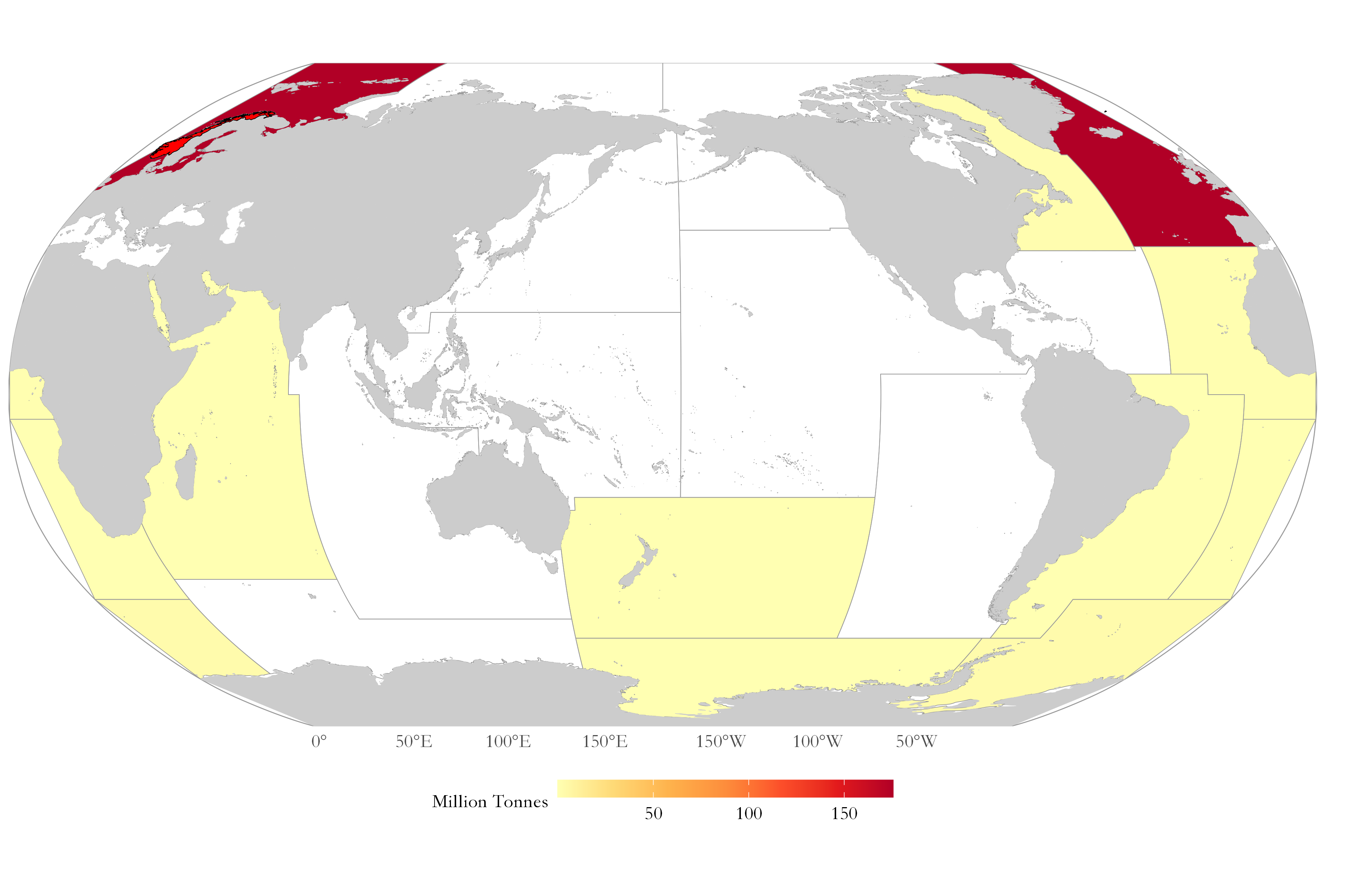 Pacific-centred Robinson map of FAO areas